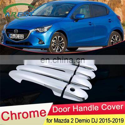 for Mazda 2 Demio 2015 2016 2017 2018 2019 DJ Luxuriou Chrome Door Handle Cover Trim Catch Cap Bowl Car Stickers Accessories ABS