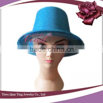 cheap blue plastic glitter powder bowler hat