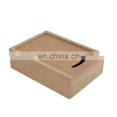 Custom logo unfinished sliding top oval wooden box