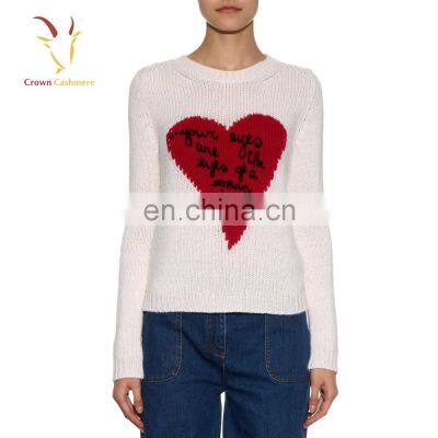 Winter chunky knit pullover heart design sweater for women