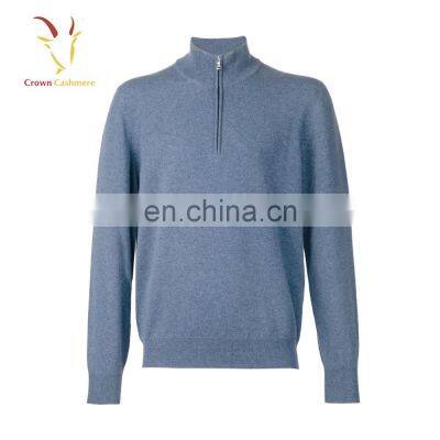 Merino Wool Men's Stand Collar Sweater 1/4 Zip Cashmere Pullover Sweater photo-4