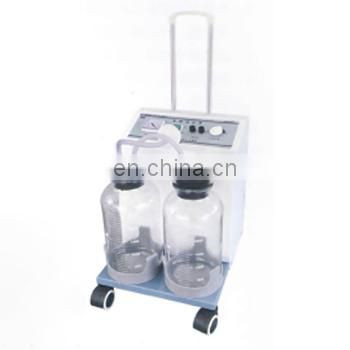 Medical electric suction pump apparatus double bottles pedal phlegm suction trolley unit machine vaccum suction jar