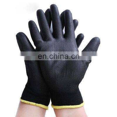 Black Polyurethane Dipped General Duty Work Gloves Anti-static PU Coated Electronic Gloves For Gardening Painting