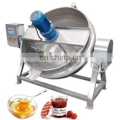 High Efficiency Stainless Steel Electric Gas Steam Heating Sugar Food Jam Honey Inclinable Sugar Cooking Pot