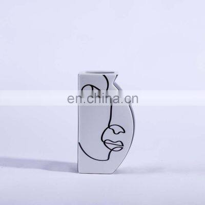 Modern Abstract Nordic Luxury Face Ceramic Flower Vase for Home Decor Accessories