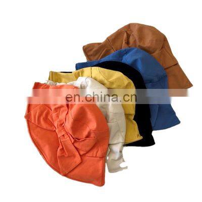 Customized fisherman hat spring and summer leisure sunshade soft foldable basin big bow sun hat