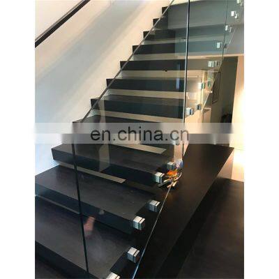 Float Staircases Modern Glass Railings Floating Wooden Tread Stairs