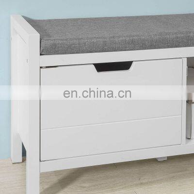 White Shoe Bench Shoe Rack Shoe Cabinet Hallway Storage Bench With Seat Cushion photo-5