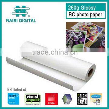 260gsm Glossy Inkjet RC Photo Paper for pigment ink