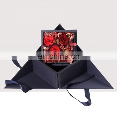 Adhesive sticker labels in cheap price factory black paper folding gift box with magnet cake bases