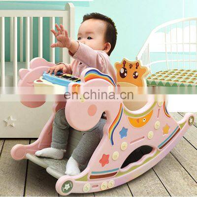 Cheap Baby Musical Toddler Walker Kids Games Children Plastic Unicorn Ride on Rocking Horse for Sale photo-3