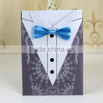 Fancy T-shirt Style Karala Wedding Invitation Card with Ribbon 2016