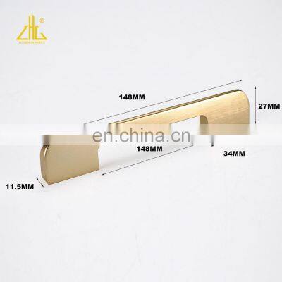 ZHONGLIAN Manufacturer Brushed Gold Aluminum Alloy Door Wardrobe Handles