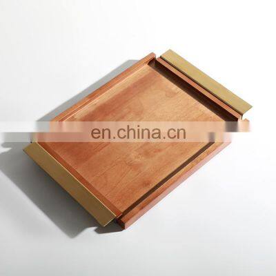 wholesale modern hotel wedding interior rectangular red black luxury nordic wood stainless steel decor tray