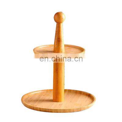 Decorative Food Grade Baking Cake Stands Bamboo Crown Cake Holder Reusable Cupcake Display Tower with Handle