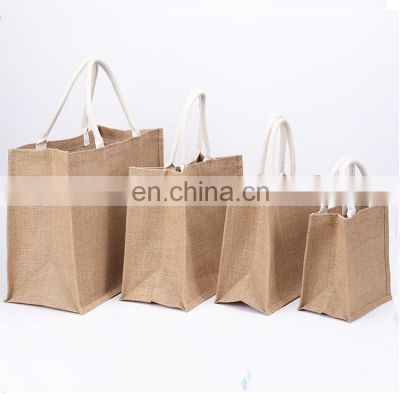 Natural Color Eco Jute Bag Wholesale Beach Bag Tote Burlap Bags With Handle