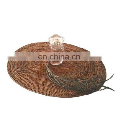 Vietnam supplier Small Rattan Placemats, Oval Placemats, Brown Rustic Decoration Woven wall decor basket