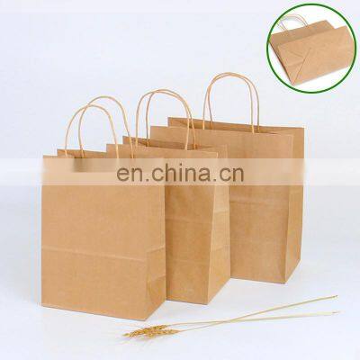 Wholesale Eco Friendly Bread Coffee Gift Packing Bags Stand Up Pouch Shopping Custom Logo Brown Kraft Paper Bag With Handles photo-3