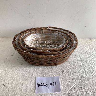 Small Willow Basket Garden Flower Pots With Plastic Liners