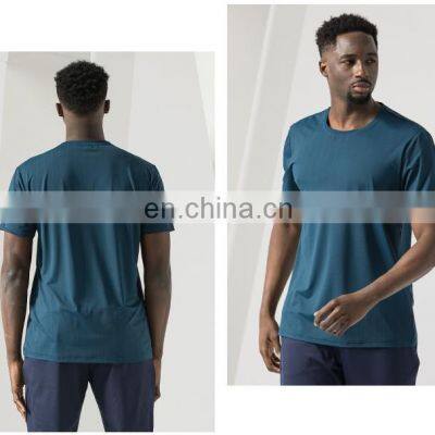 2023 New Wholesale Ice Silk Lightweight Gym Fitness Shirt Top Quick Dry Stripe Print Slim Fit Workout Sports T-Shirt For Men photo-5