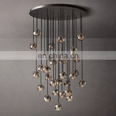 Modern Luxury Industrial Style Transparent Smoke Gray Crystal BOULE Raindrop Pendant Light for Living Room & Hotel Decoration photo-4