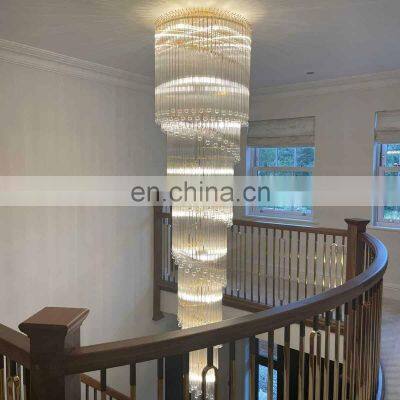 Custom Project Luxury Style Indoor Decoration Staircase Spiral Round Modern Hotel Glass Chandelier