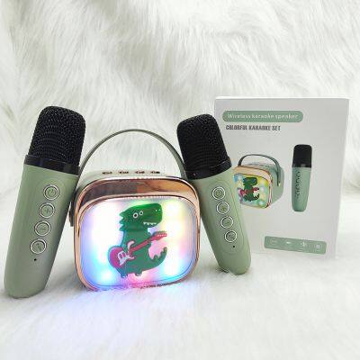 Karaoke Machine Toys For Kids Portable Speaker Bluetooth With Microphone Portable Speaker Mic And 2 Mike Led