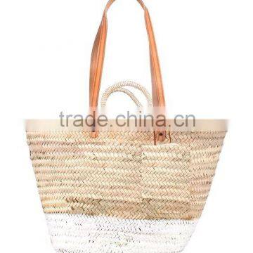 High quality best selling seagrass shopping bag with leather handles - two tones colors from vietnam