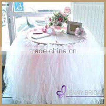 TC091C custom very beautiful white wedding tulle table skirting