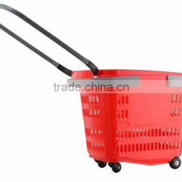 4 wheels plastic supermarket basket