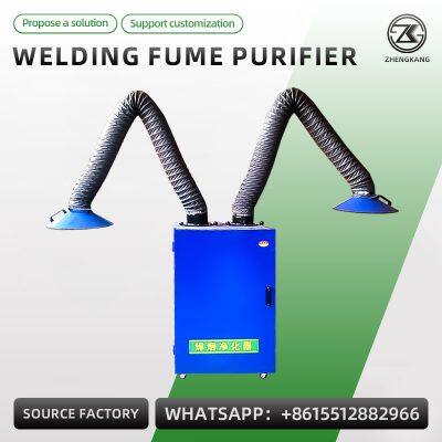 Portable Welding Fume Extractor Smoke Purifier Double Arm Industrial Dust Collector for Welding Workshop
