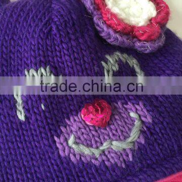 Winter Fashion Animal Shape Funny Face Cat Ear Knitted Hat for Ladies and Girls photo-2