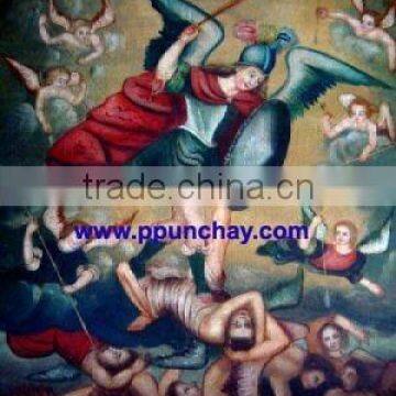 Art Oil Painting "Michael Archangel" 28x20" Peru