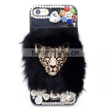 Luxury Warm Foxy Rabbit Fur Covers for iPhone 4 4s with Diamond
