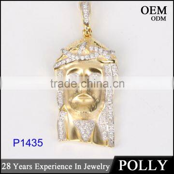 wholesale price cheap double gold plating micro pave mini jesus piece pendant hip hop