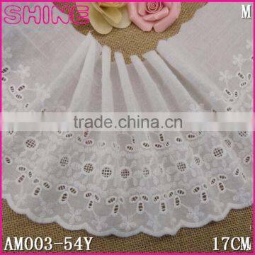 In Stock 6.94" Bleach White 100% Cotton Embroideried with Moon Flower Pattern Applique Lace Cotton