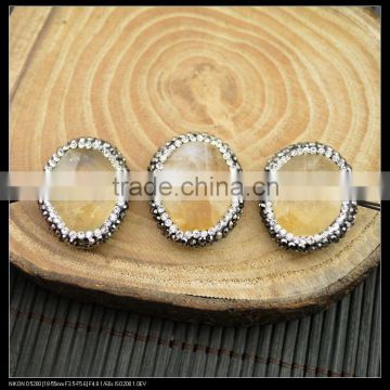 LFD-0035B Wholesale Natural Druzy Stone Pave Rhinestone Crystal Connector Beads Jewelry Finding