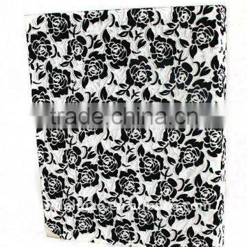 White and Black Crepe Flower Pattern Cloth Wrapping Ring Binder Desktop File Folder for Office Stationery Cardboard