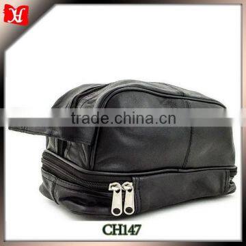 factory price leather travel toiletry bag for men