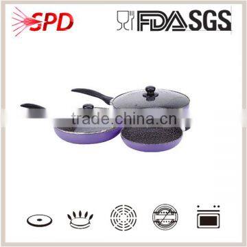 high quality SGS FDA 5 pcs eco silk print Non-stick fry pan cookware set