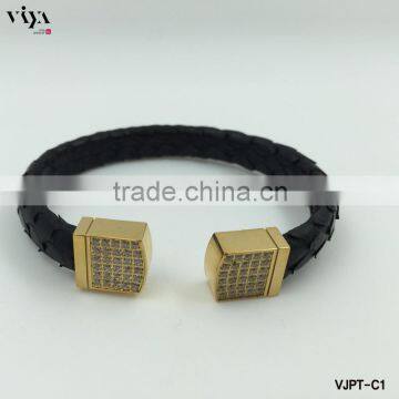 Luxury Bracelet High End Jewelry Fashion Charm Python Leather Bracelet Semicircle Genuine Exotic Leather Black Red Leather