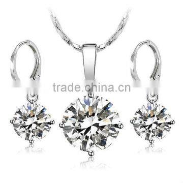 Sterling Silver zircon Diamond Necklace and Earring Set FQ-J37