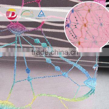 Polyamide spandex embroider sequins voile printed fabric