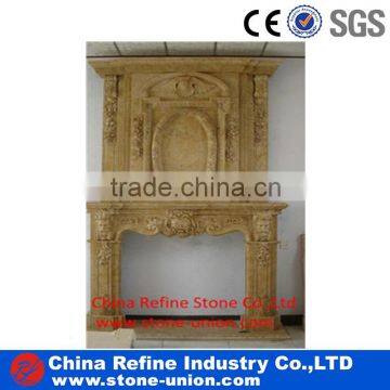 Yellow Beige marble fireplace