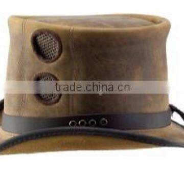 2015 FASHION STYLISH BROWN GENUINE LEATHER NAUTILUS TOP HATS FOR MENS