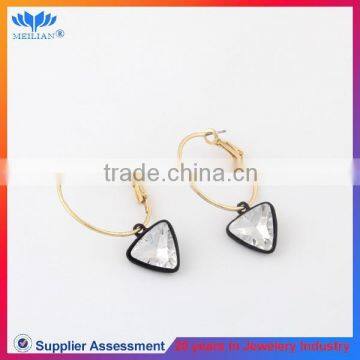 Fashion design clear crystal heart hoop earrings for women wholesale