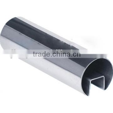 Stainless steel tube with groove for handrail