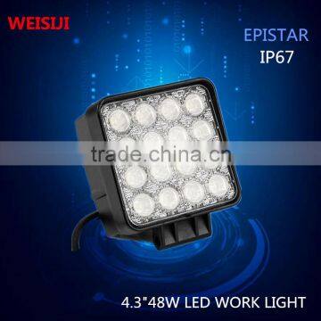 high lumen led flexible work light 48w 4.3 inch,car or motorcycle led driving lights