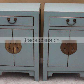 Chinese antique living room blue bedside cabinet