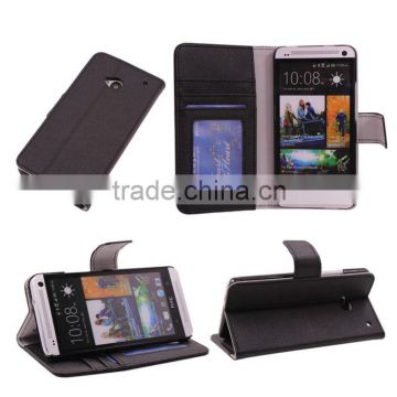 Continued selling wallet stand travel case cover skin for HTC one m7 in stone line